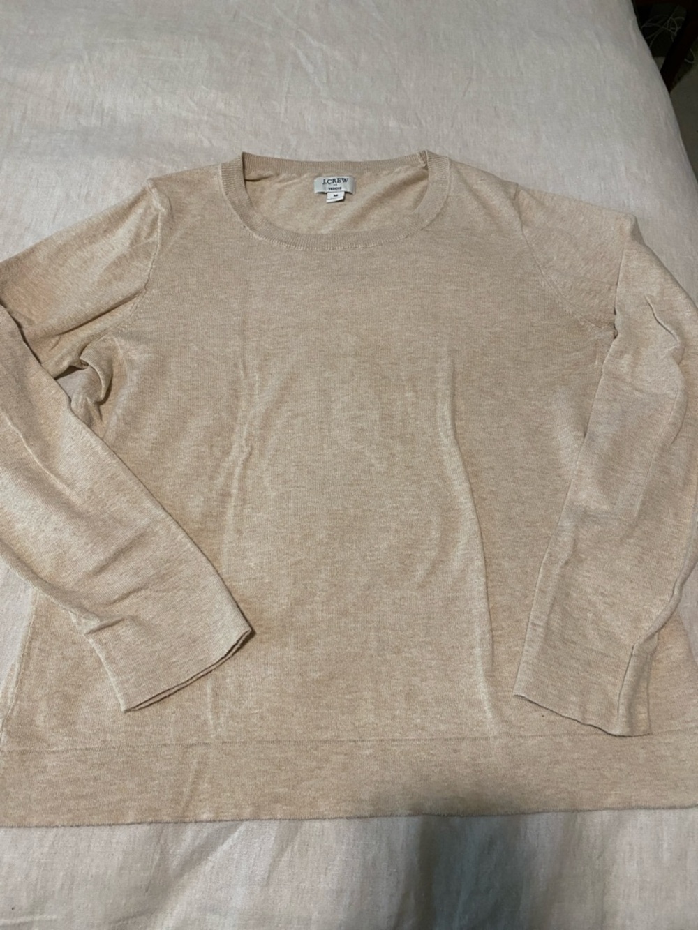 J. Crew Neutral Beige Lightweight Teddie Crewneck Sweater